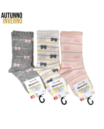 6 paia di calze gambaletto da neonato in cotone pettinato mod. fiocchi – spedizione gratuita