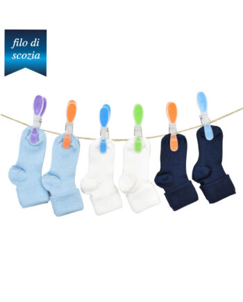 6 paia di calzine corte neonato con risvoltino in cotone filo di scozia mod. ricky – spedizione gratuita